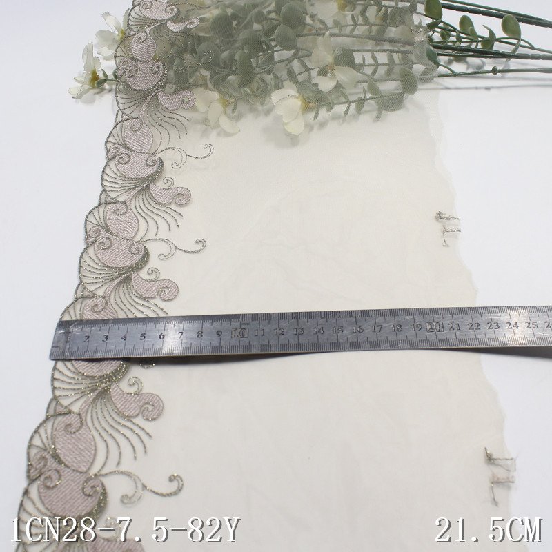 China Factory Supplied floral embroidery tulle Polyester lace trim 21CM wide for Women garment