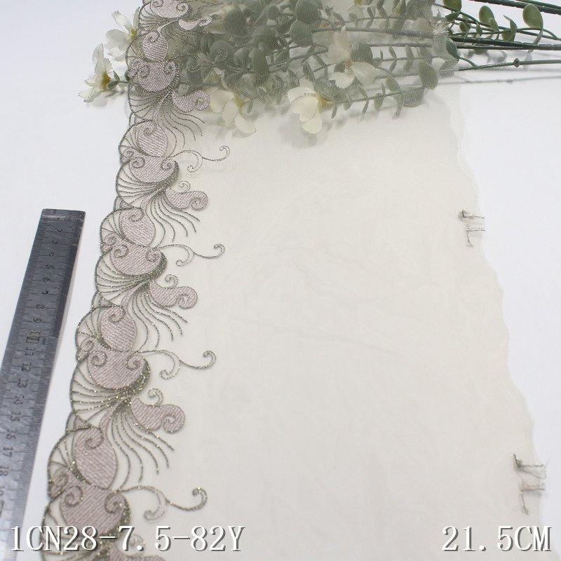 China Factory Supplied floral embroidery tulle Polyester lace trim 21CM wide for Women garment