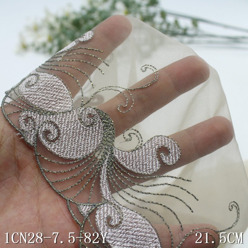 China Factory Supplied floral embroidery tulle Polyester lace trim 21CM wide for Women garment