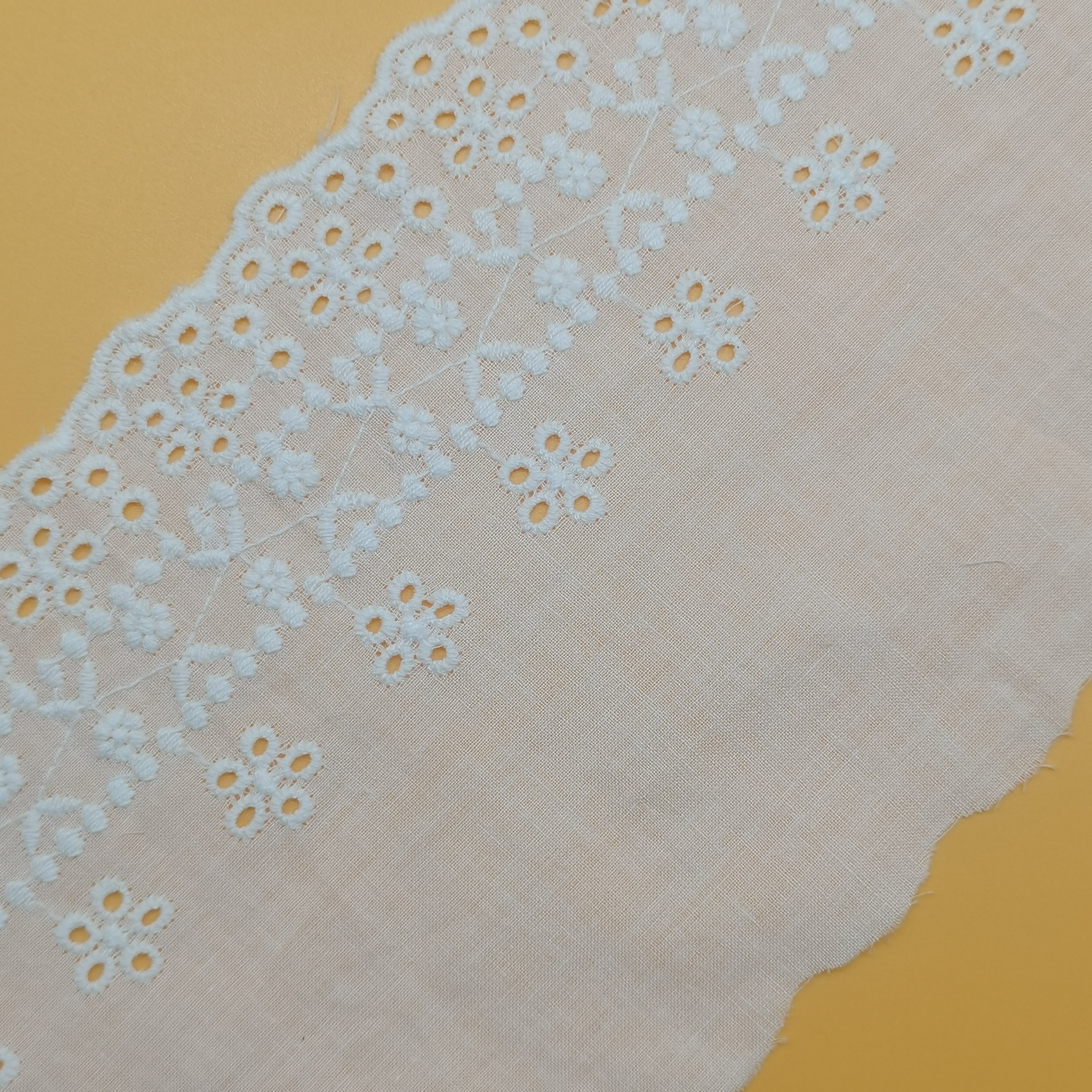 White Embroidery Broderie Anglaise 100% Cotton Material And Printed Pattern Eyelet Lace Trim