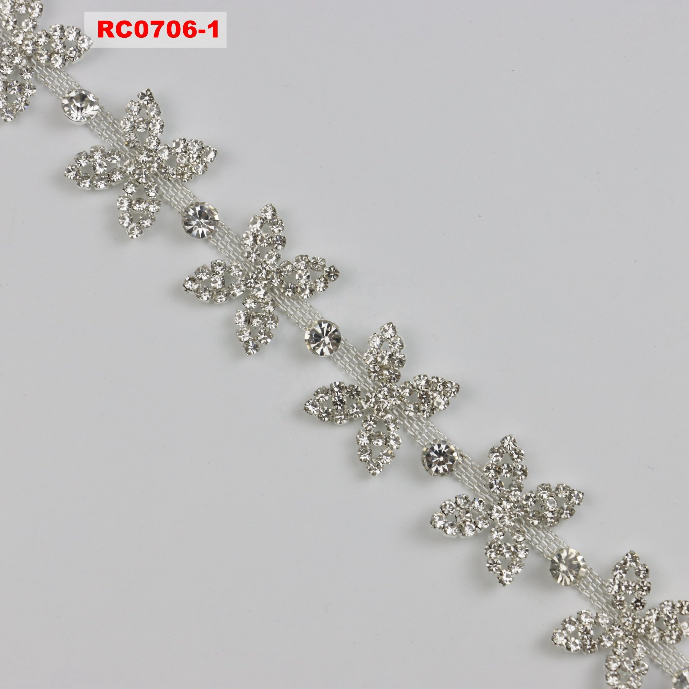Garment high quality use custom design rhinestone trimming applique for clothes accessories