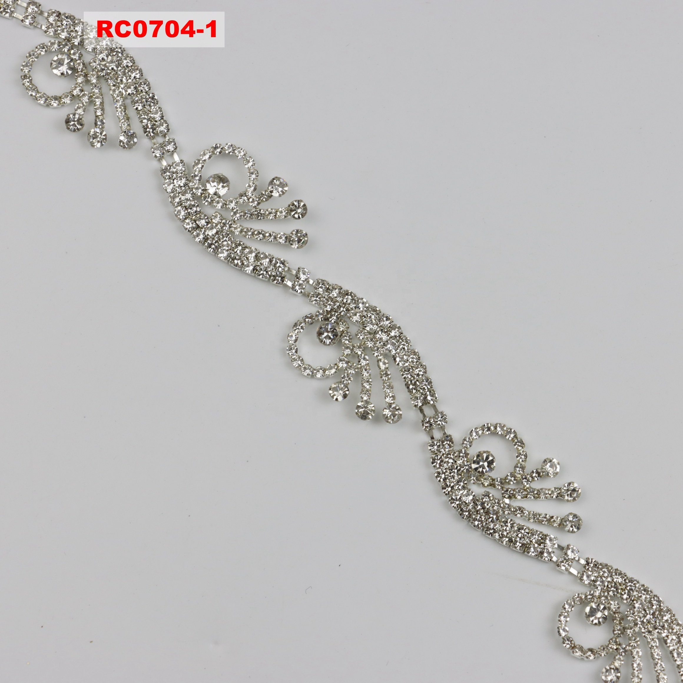 Garment high quality use custom design rhinestone trimming applique for clothes accessories