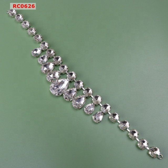 Garment high quality use custom design rhinestone trimming applique for clothes accessories