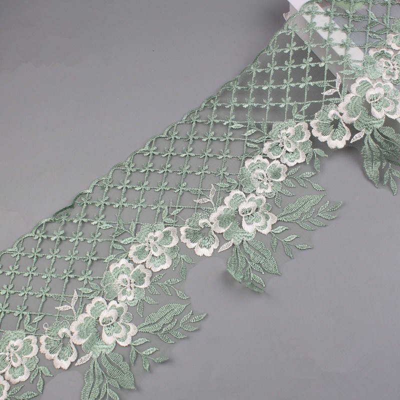 21cm Wide Polyester Guipure Embroidery Tulle Mesh Border Lace Trimming For Home Textile