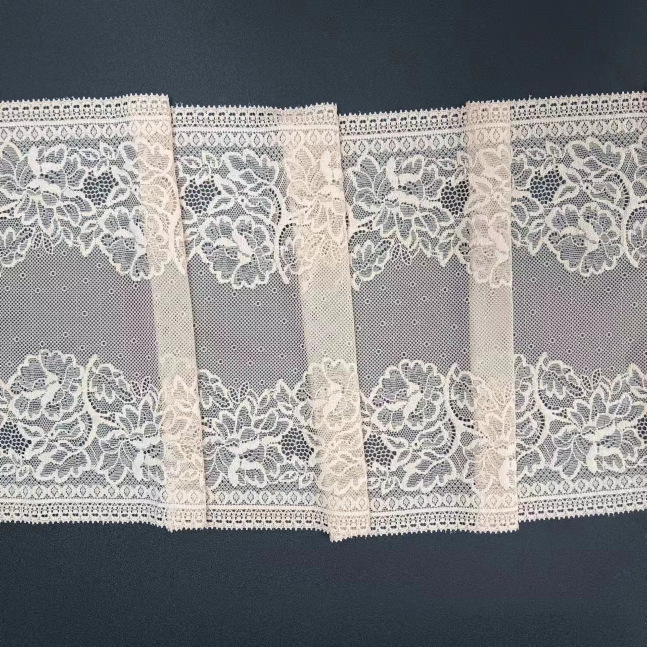 Women's Bra Material Underwear Roll Elastic Fabric Voile Nylon Spandex Lace Trim Custom Width Tulle High Stretch White