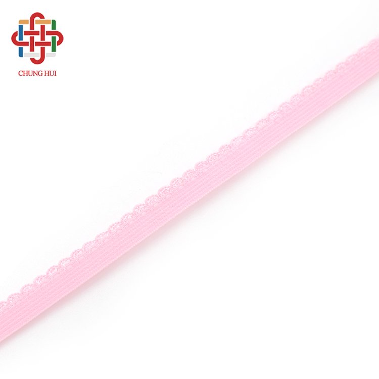 Factory Free Sample Pink Knitted Elastic Lace Trimmed Nylon Elastic Band Clothing Underwear Bra Spandex Elastic Webbing