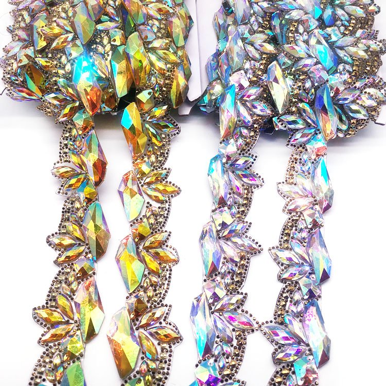 2024 carnival chain trimming accessories iron on rhinestone chain trimming for costume dress processing