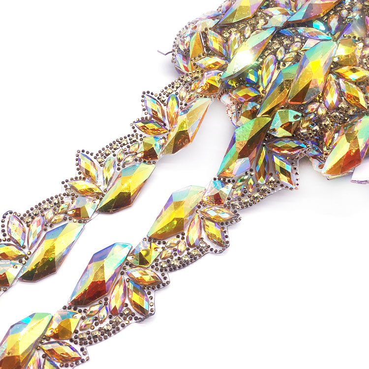 2024 carnival chain trimming accessories iron on rhinestone chain trimming for costume dress processing