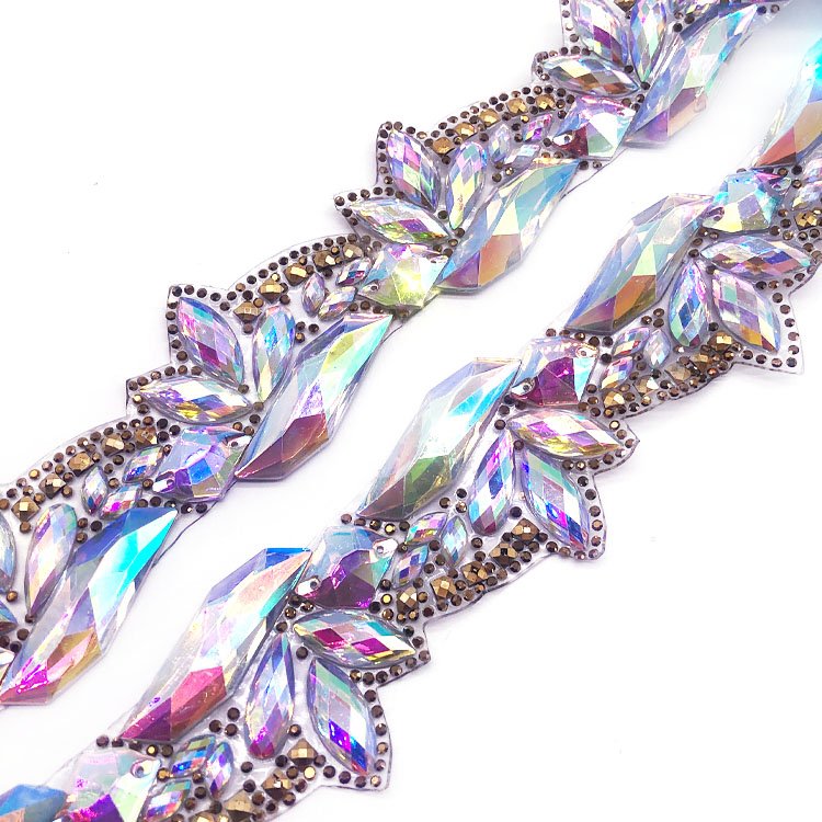 2024 carnival chain trimming accessories iron on rhinestone chain trimming for costume dress processing