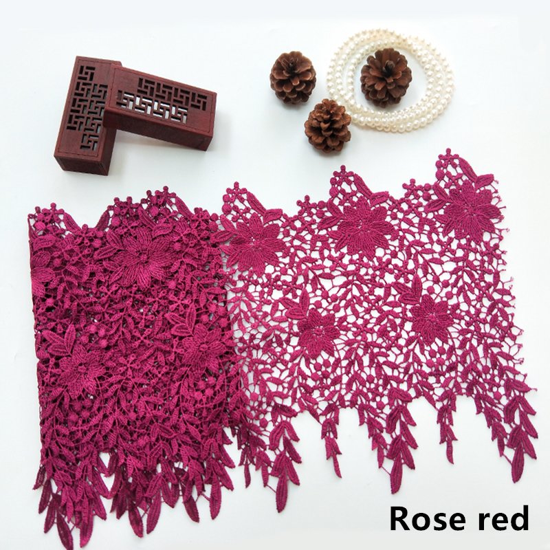 design china wholesale manufacturer children's white red cotton guipure crochet lace trim flower leaf pattern embroidery fabric