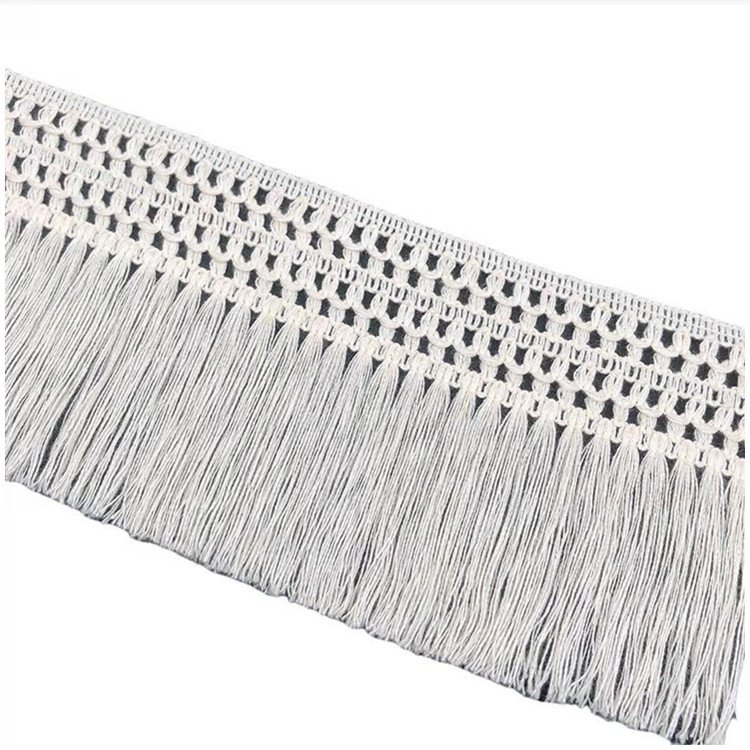 Hot sale 12cm fashion cotton crochet lace tassel fringe lace trim for cloth