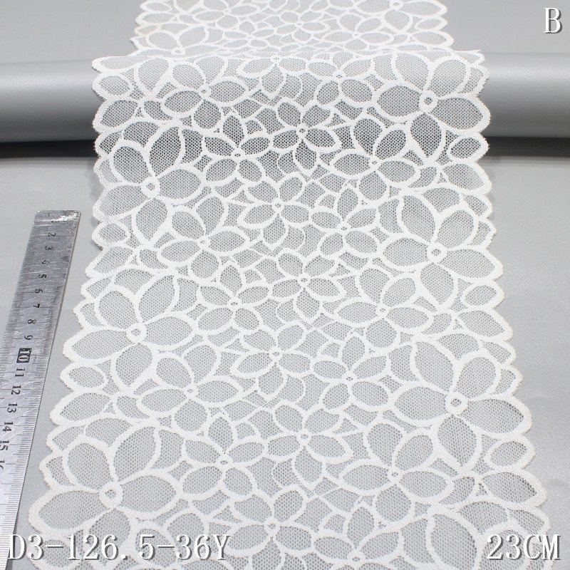 High Quality Spandex Black Mesh 23cm Wide for Underwear Lingerie French Elastic Stretch Lace Trim