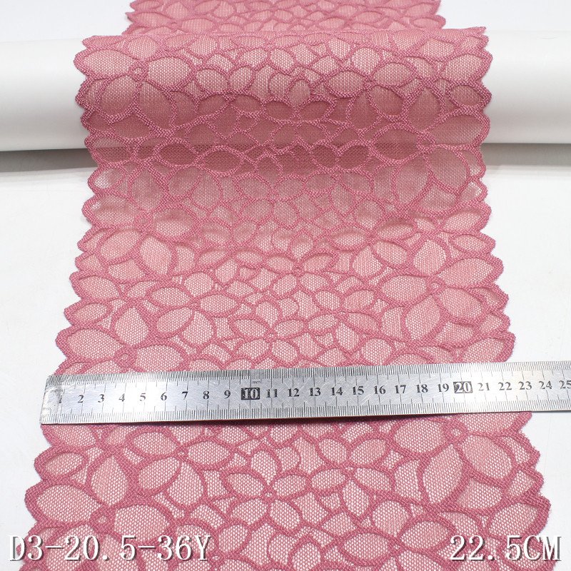 High Quality Spandex Black Mesh 23cm Wide for Underwear Lingerie French Elastic Stretch Lace Trim