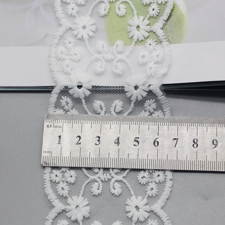 Fashion Trimming Lace Embroidery Designs Multifunctional Wedding Lace Fabric Polyester White Elastic Lace Trim