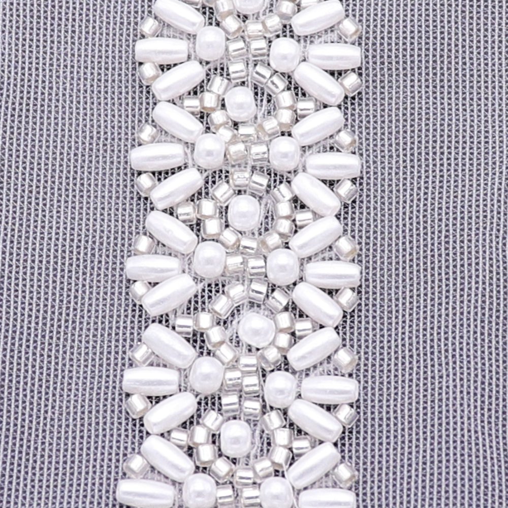 2024 Fashionable Bridal Embroidery Lace Trim Dress Decorative Pearls Beads Embroidered Lace Trim