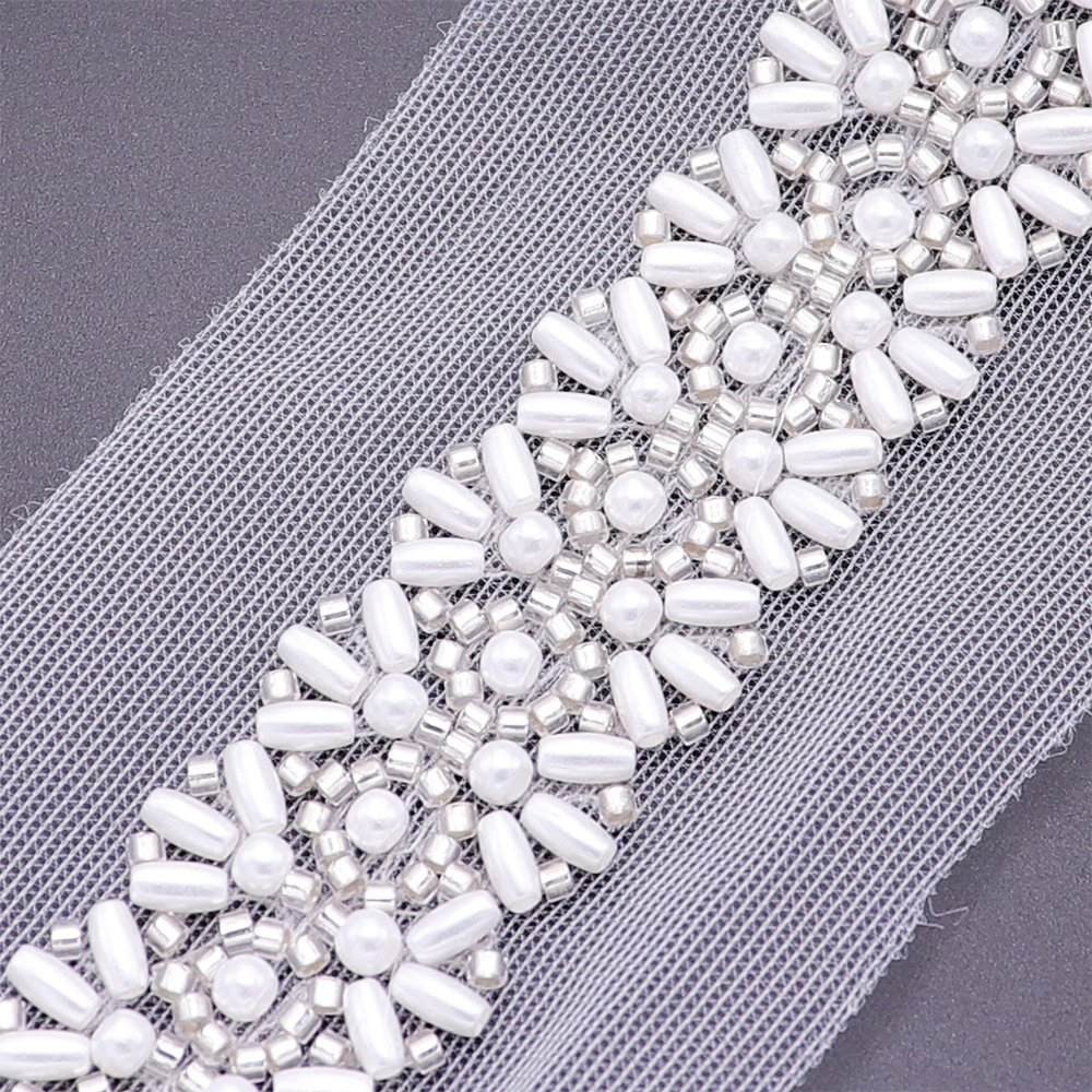 2024 Fashionable Bridal Embroidery Lace Trim Dress Decorative Pearls Beads Embroidered Lace Trim