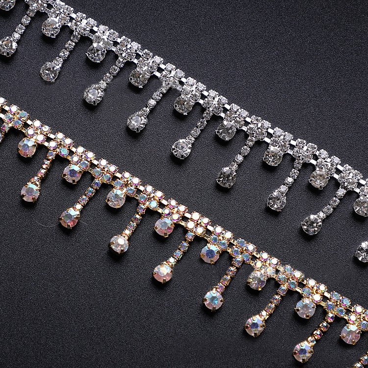 22MM Gold And Silver Color Copper Chain With Shinning Rhinestone Diamond Trim For Shoes Bag Cloth Decoration