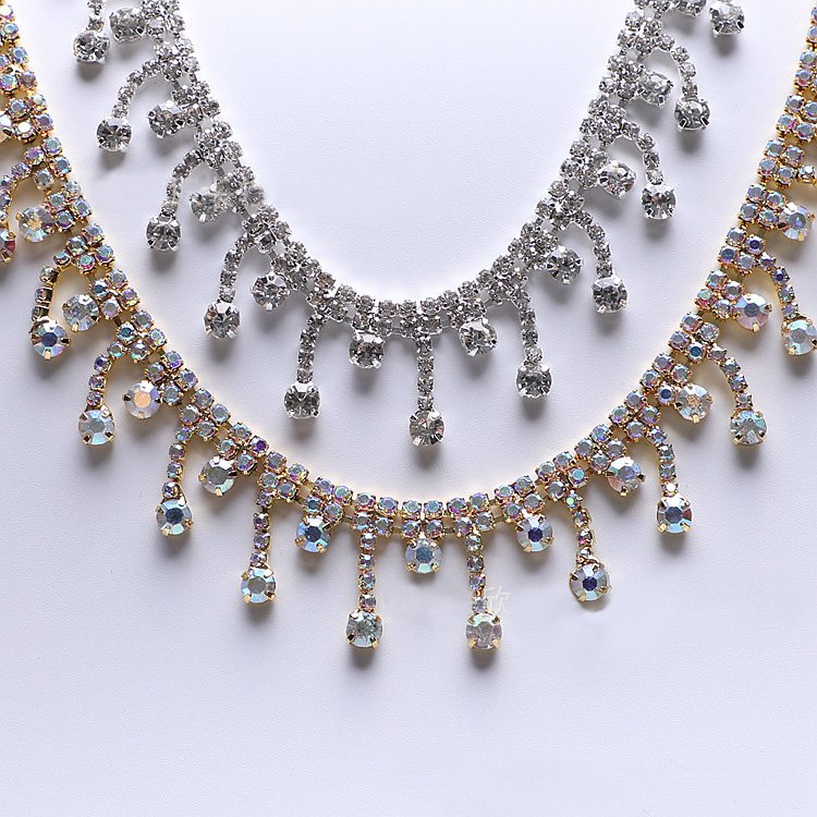 22MM Gold And Silver Color Copper Chain With Shinning Rhinestone Diamond Trim For Shoes Bag Cloth Decoration