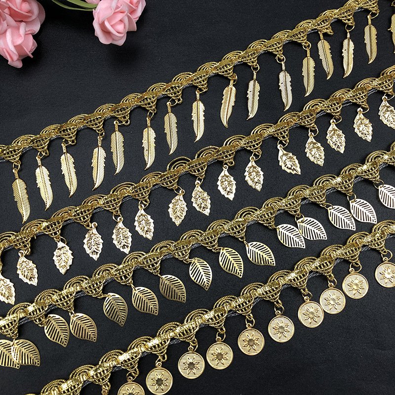 Manufacturer Wholesale Metallic Sequin Hanging Lace Stage Performance Garment Accessories Tassel Fringe Lace
