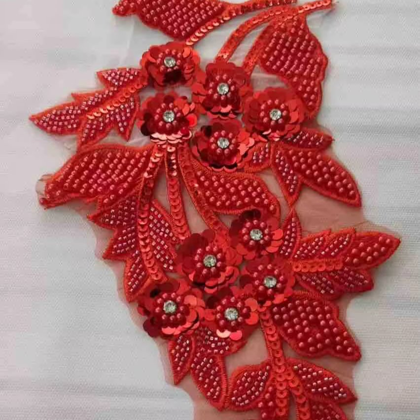many colors 3D Floral bead and sequined lace trim beading cord lace trim bridal lace trim