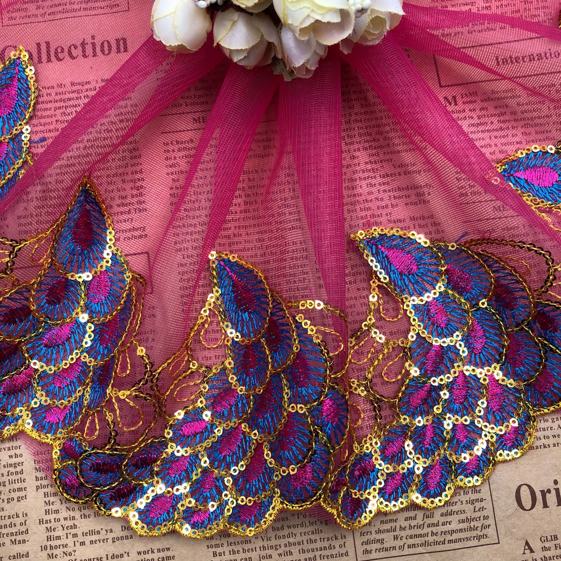 Supply Sequins New Embroidery Lace Water-soluble Lace High-end Car Clothing Accessories trim
