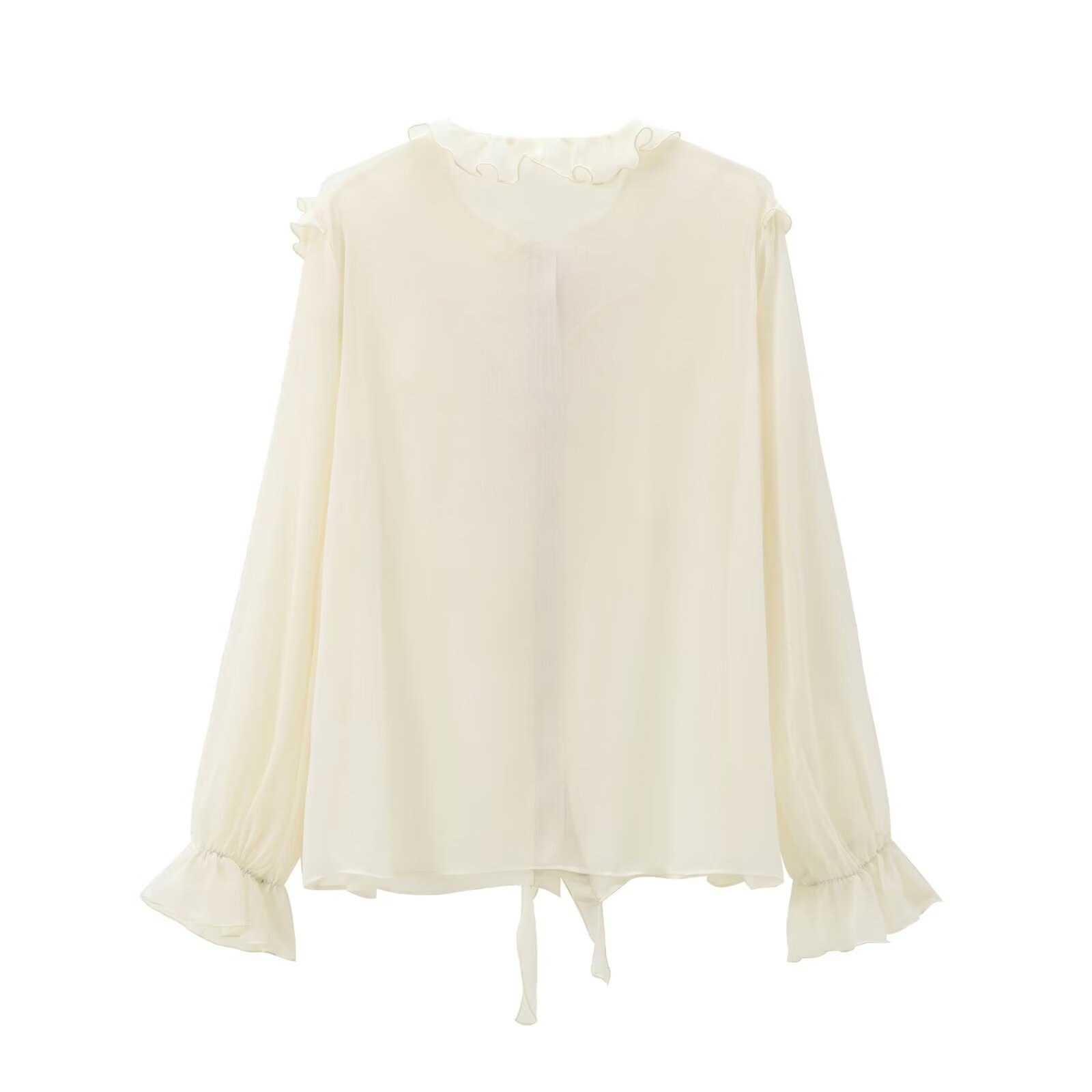 PB&ZA Women 2024 spring New Chic Fashion Bow trim Blouses Vintage Long Sleeve Female Shirts Blusas Chic Tops
