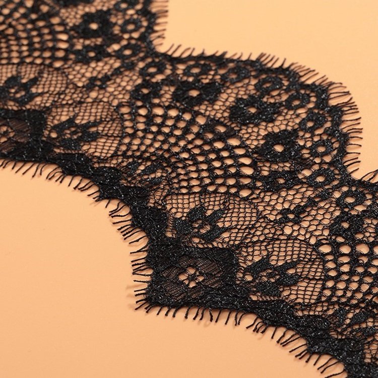 Wholesale White Black Garment Accessory 9cm Flower Eyelash Lace Ribbon Trim No Elastic Embroidered Net Lace Fabric Border Lace