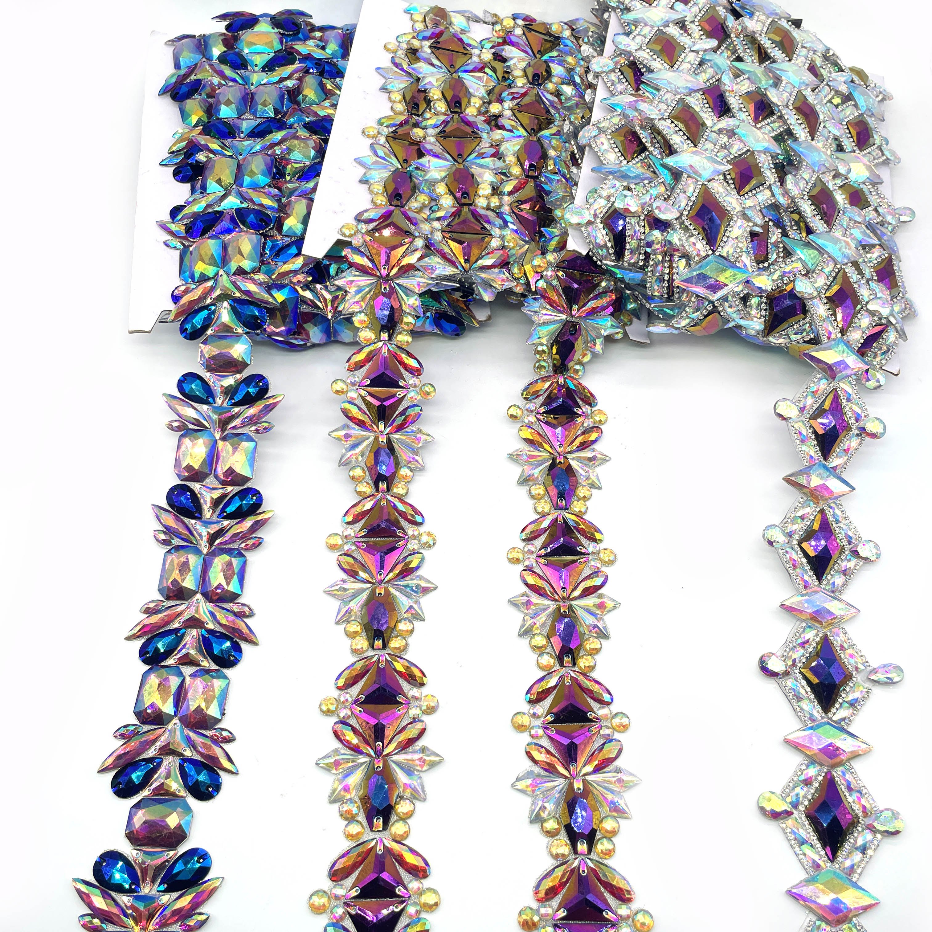Toronto Carnival Crystal AB Purple Hot Fix Trimming for Garments Including Dresses Shoes Bags-Caribbean Style