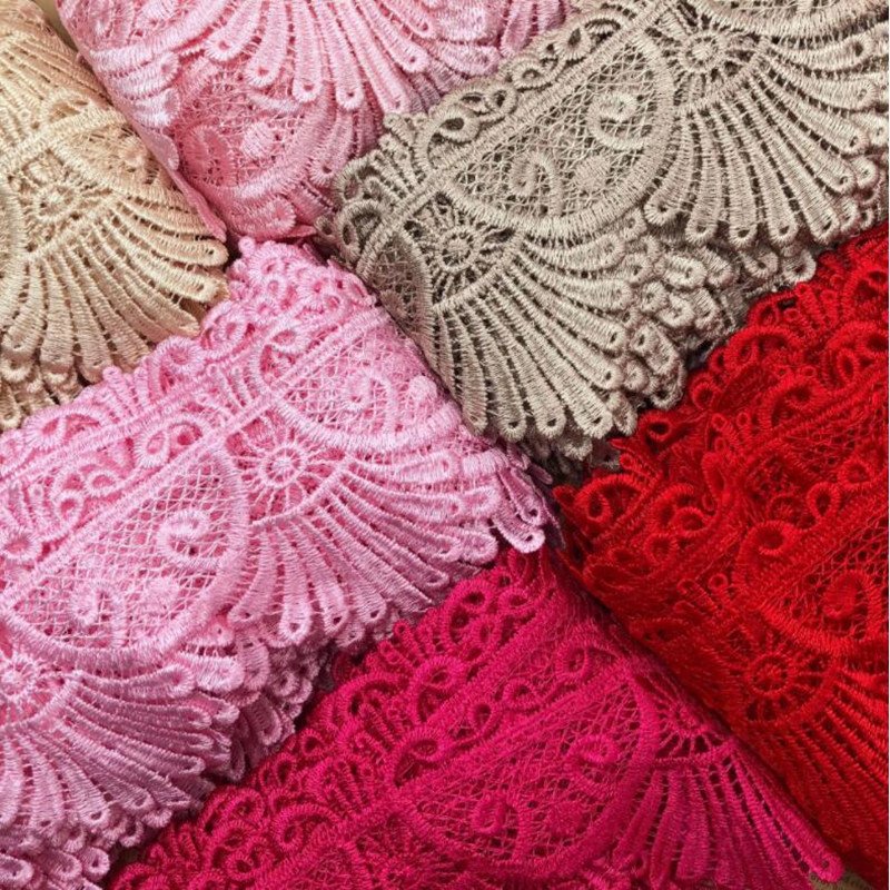 Popular colorful promotional Elegant china chemical embroidered guipure water soluble lace Trim fabric for garment dress luggage