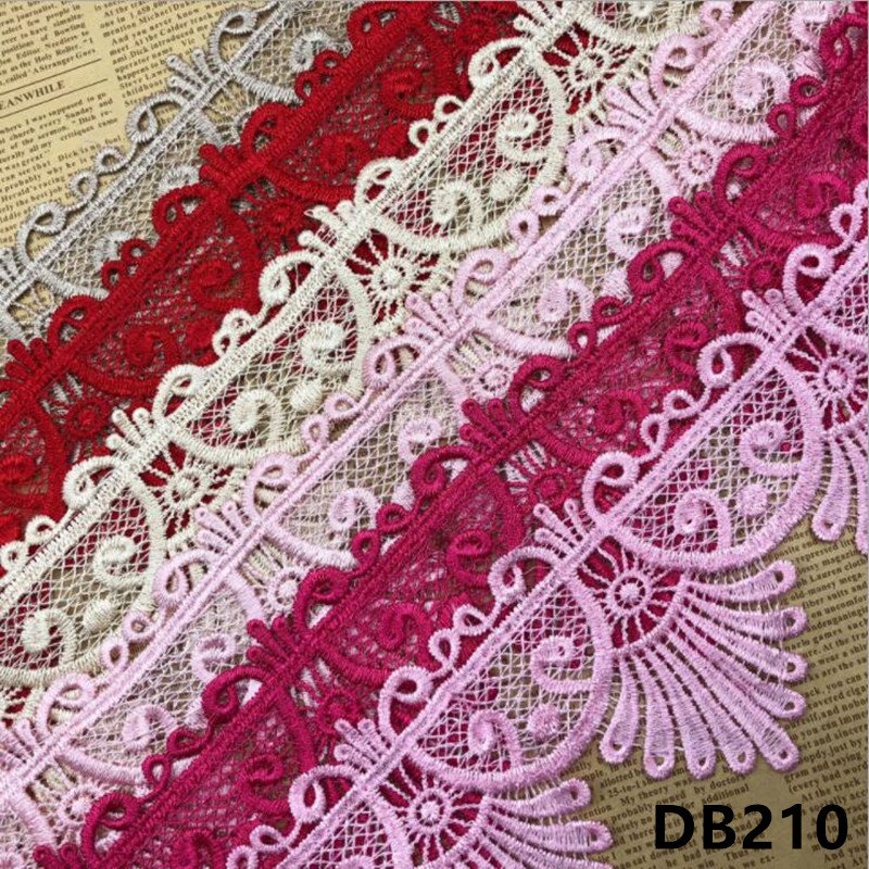 Popular colorful promotional Elegant china chemical embroidered guipure water soluble lace Trim fabric for garment dress luggage