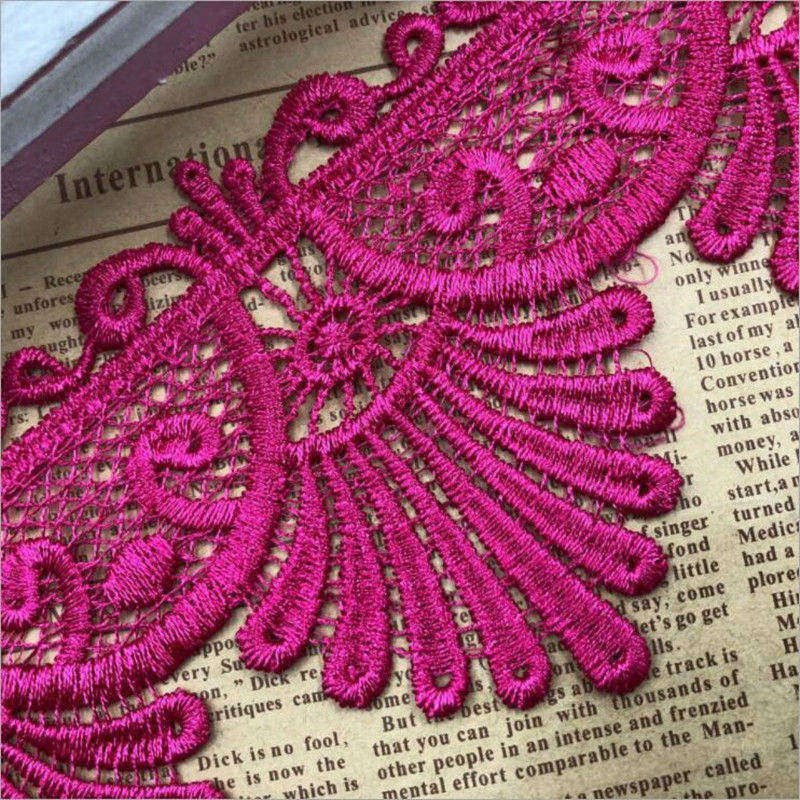Popular colorful promotional Elegant china chemical embroidered guipure water soluble lace Trim fabric for garment dress luggage