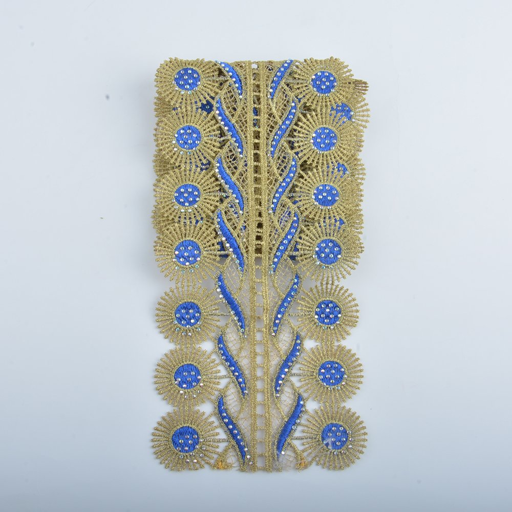 Hot Sell fashion colors Trimming lace Embroidery border lace trim with rhinestone garment clothes