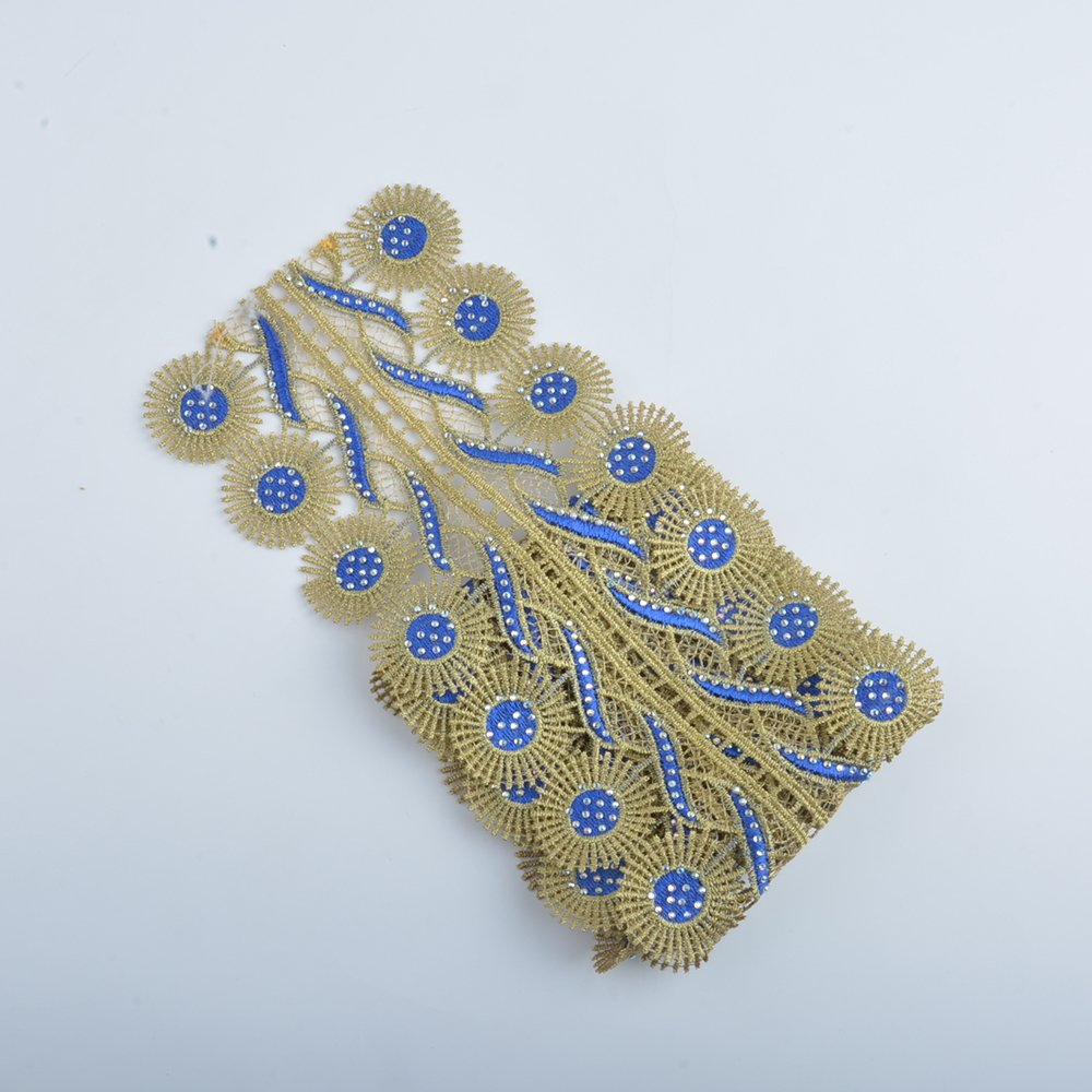 Hot Sell fashion colors Trimming lace Embroidery border lace trim with rhinestone garment clothes