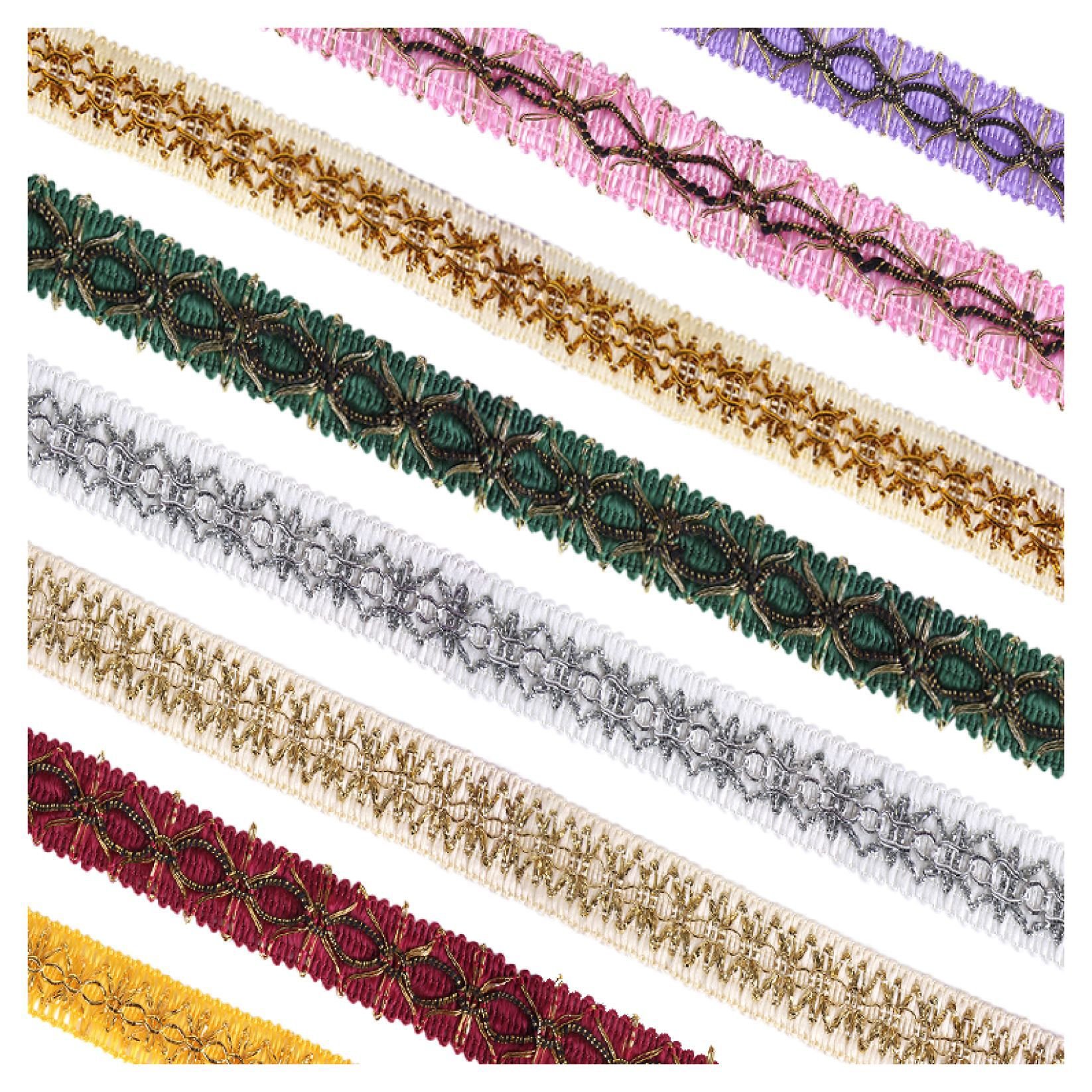 Thread Lace Trim Apparel Handmade Decoration Wedding Celebration Lace Clothing Accessories Gold and Silver Embroidery Fabric