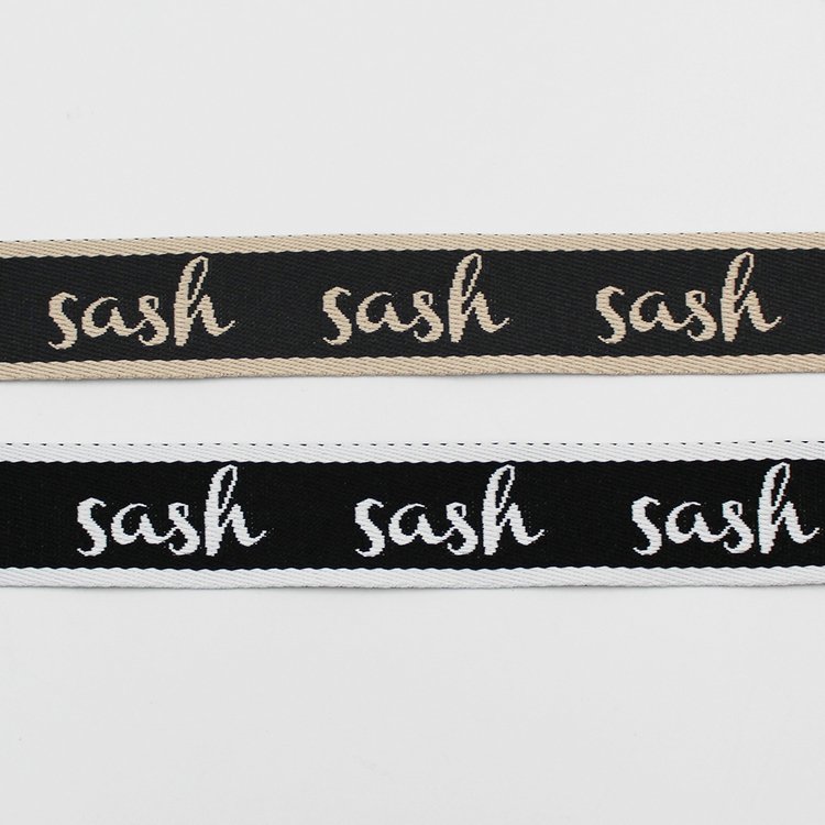 Custom 38mm polyester jacquard woven letter logo webbing trims for garment bags