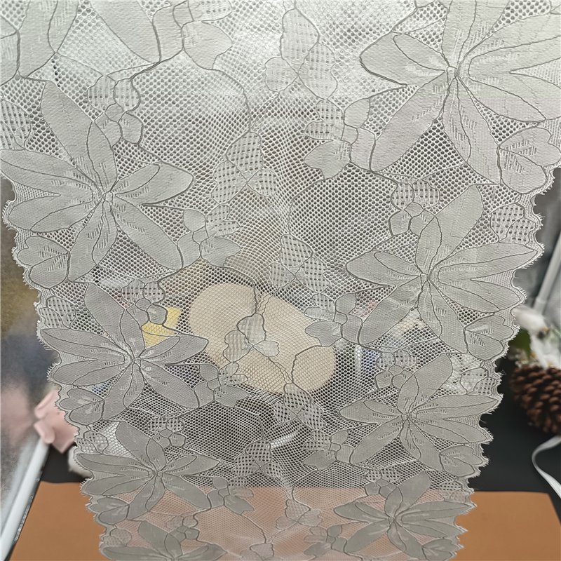 Custom Clothing Use Elastic Nylon Spandex Tulle Knitted Lace Trim 3D Flower Embellished Wedding Lingerie High Quality Fabric