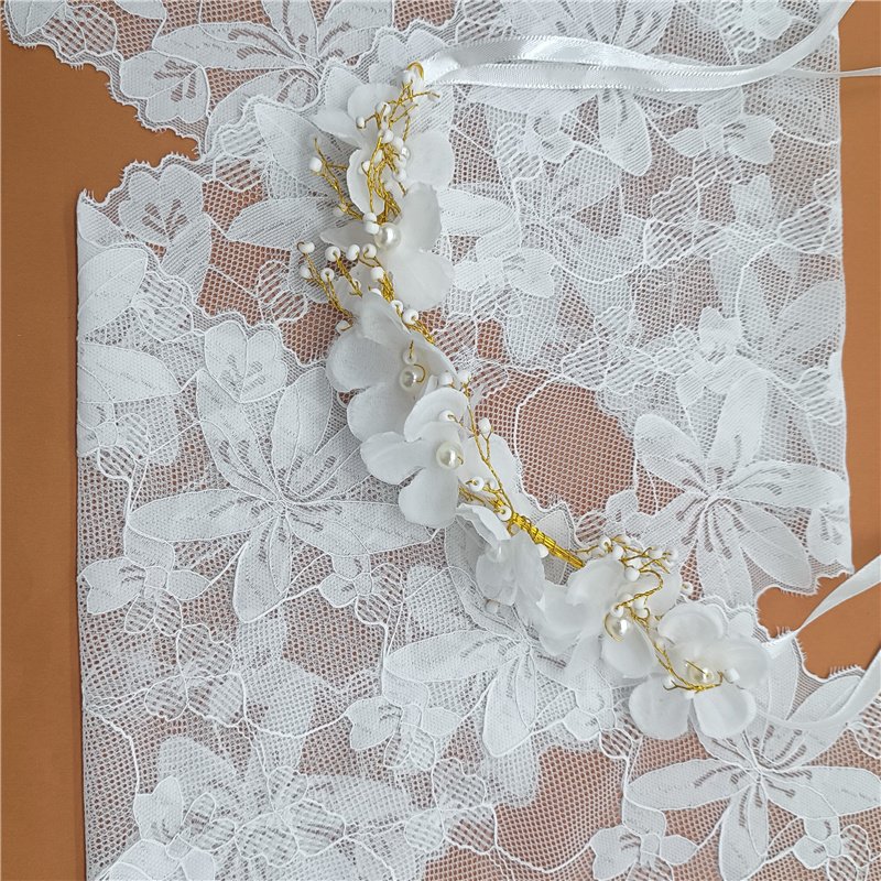 Custom Clothing Use Elastic Nylon Spandex Tulle Knitted Lace Trim 3D Flower Embellished Wedding Lingerie High Quality Fabric