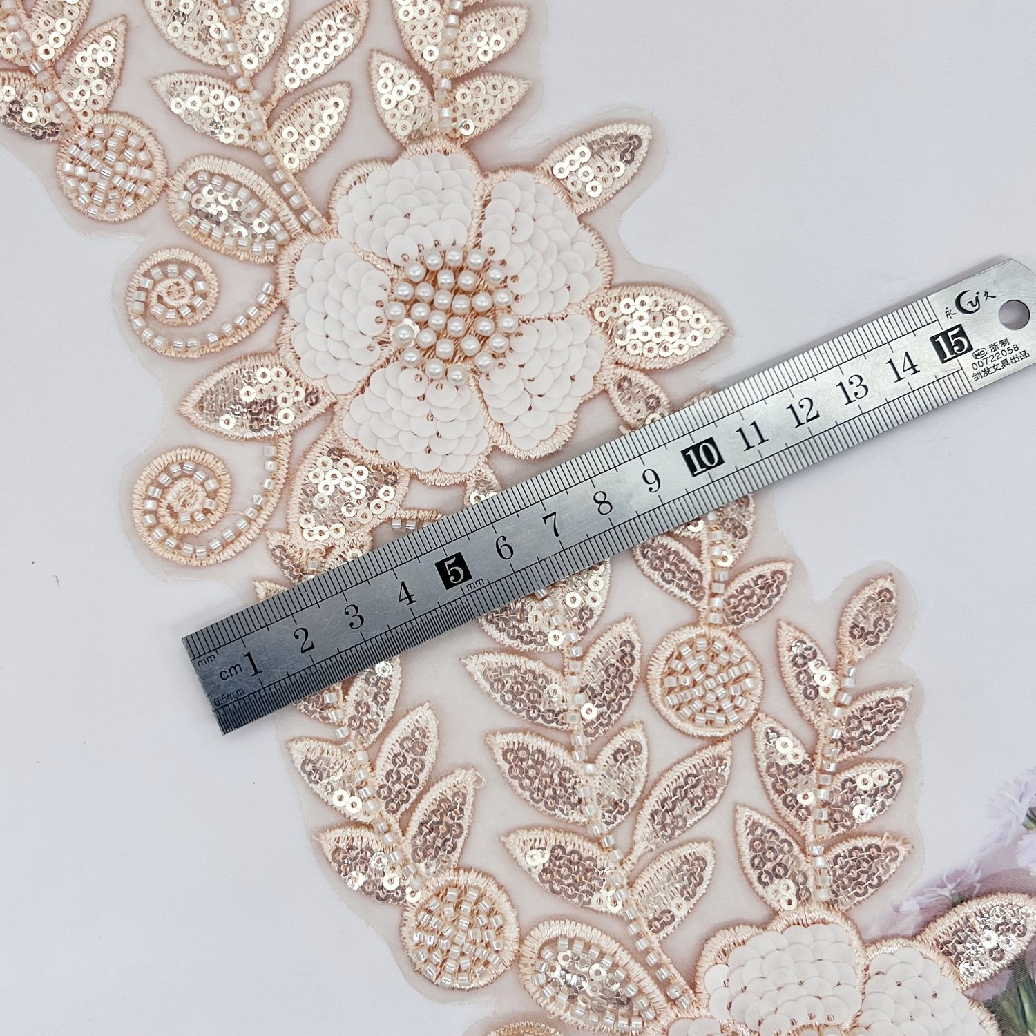 Green Sequin Bead Lace Luxury Embroidered Lace Fabrics Green Pearls Sequins white flower embroidery lace trim