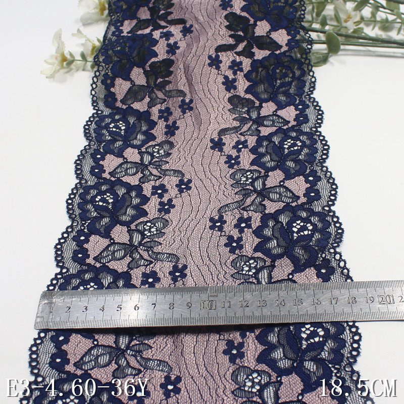 Factory Customization Tricot Lace 18cm Wide bicolor Nylon Spandex Stretch Soft luxury lingerie Lace Trim
