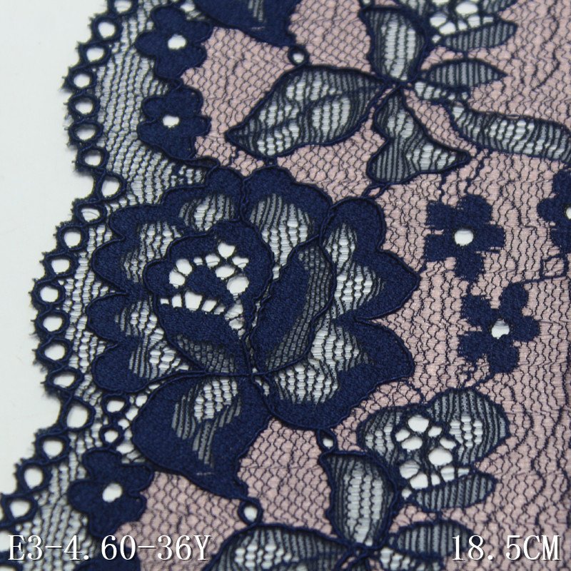 Factory Customization Tricot Lace 18cm Wide bicolor Nylon Spandex Stretch Soft luxury lingerie Lace Trim