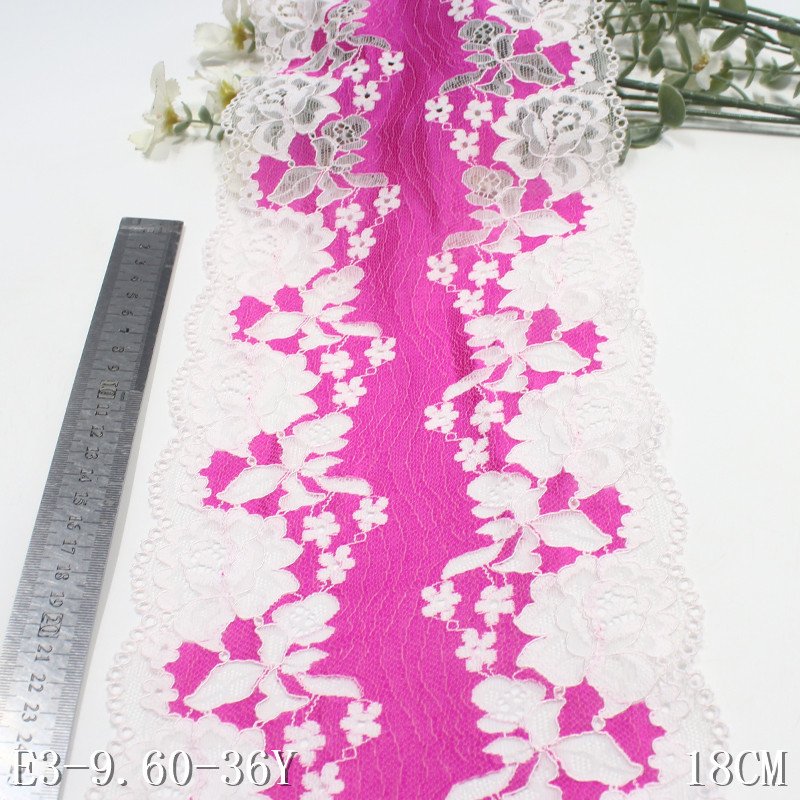 Factory Customization Tricot Lace 18cm Wide bicolor Nylon Spandex Stretch Soft luxury lingerie Lace Trim