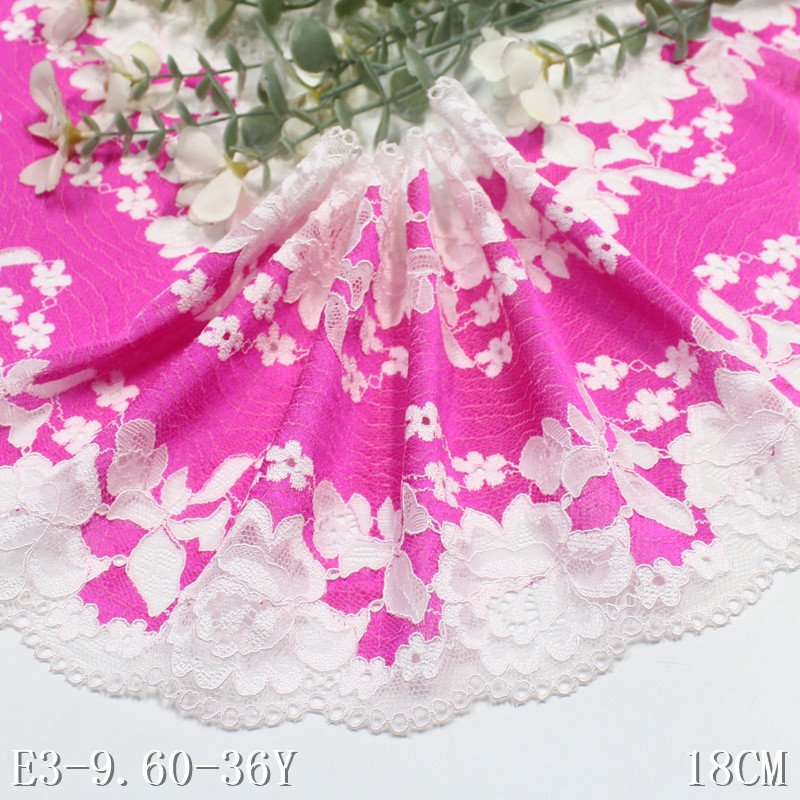 Factory Customization Tricot Lace 18cm Wide bicolor Nylon Spandex Stretch Soft luxury lingerie Lace Trim