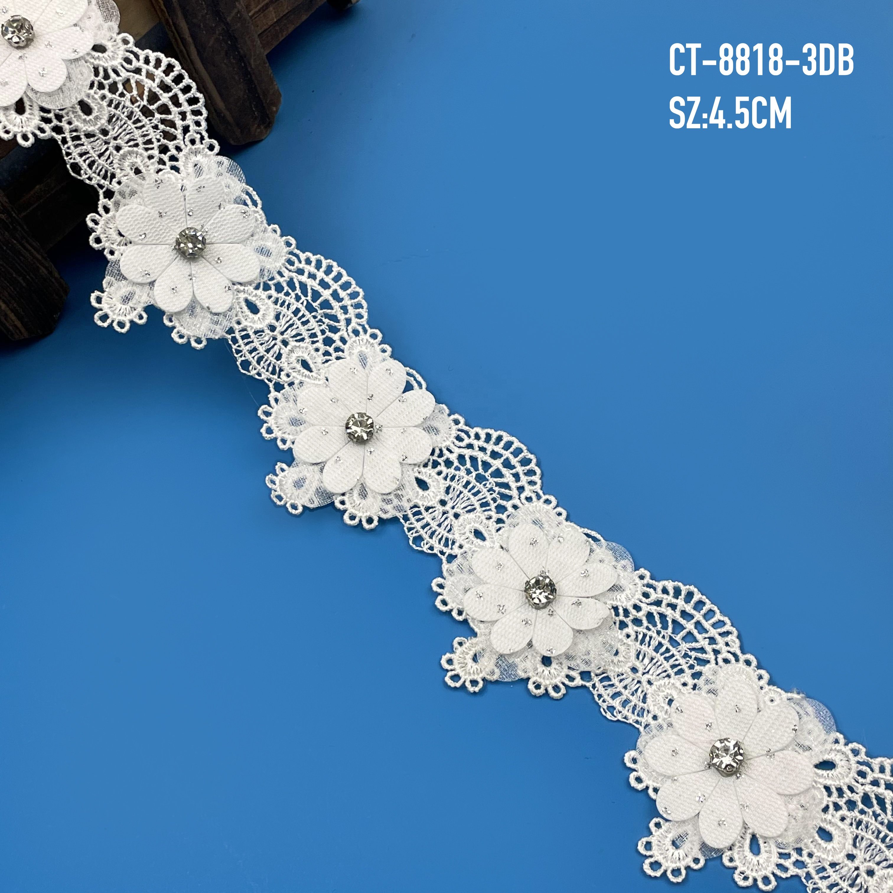 Encajes y cintas wide border stretch embroidery eyelet lace trimming clothing design lace trim white lace trim shimmery