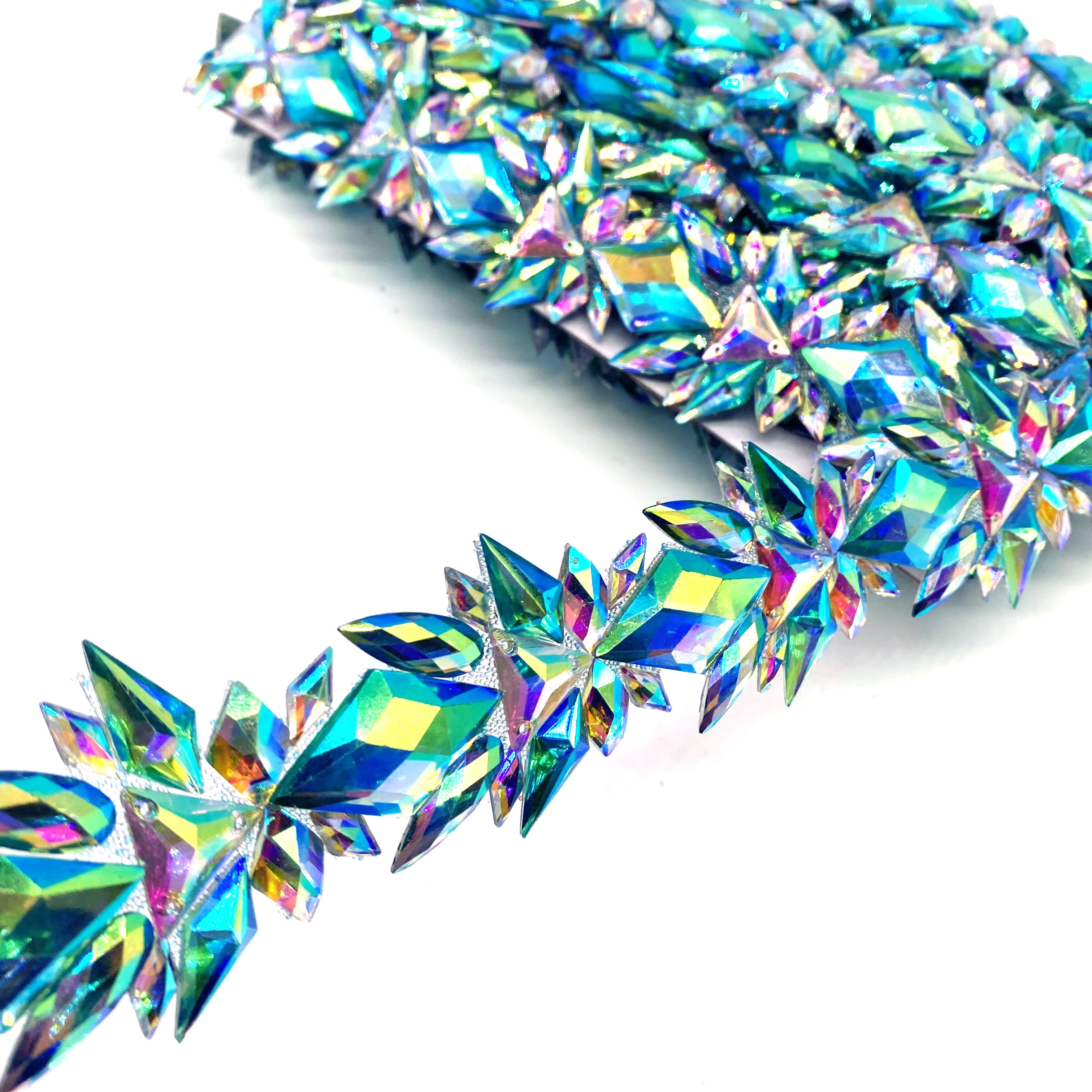 2024 carnival costume accessories hotfix resin appliques rhinestone trimming china patch for dress garment decoration