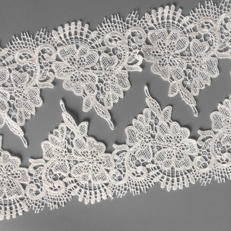 Wholesale Floral Water soluble polyester lace trim 9cm polyester hollow lace trim for dress skirt sleeve garment curtain ys0008