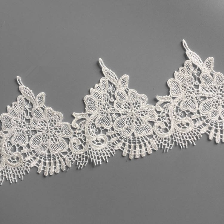 Wholesale Floral Water soluble polyester lace trim 9cm polyester hollow lace trim for dress skirt sleeve garment curtain ys0008