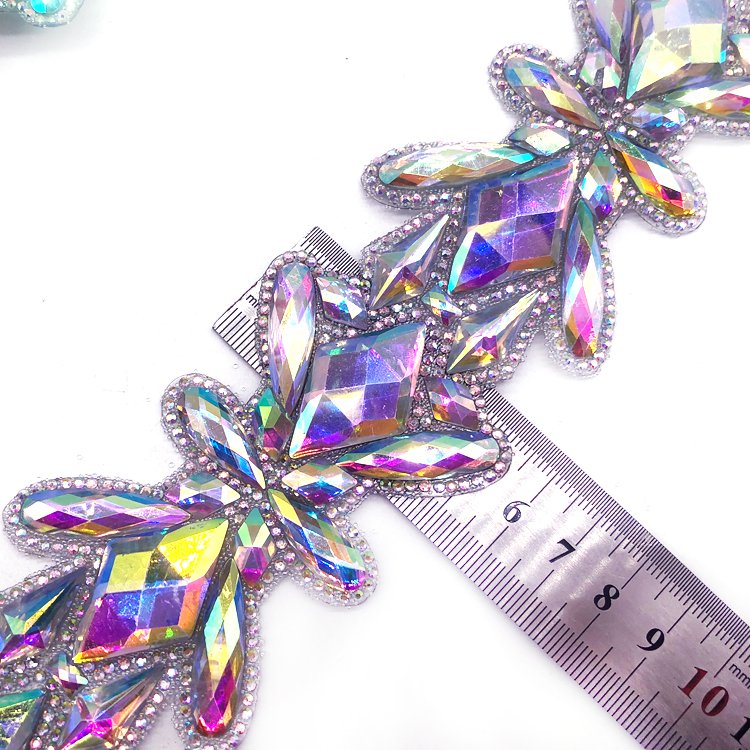 Carnival 2025 Graphic customization hot fix rhinestone trimming gem applique trimming for performance wears swimsuit DIY