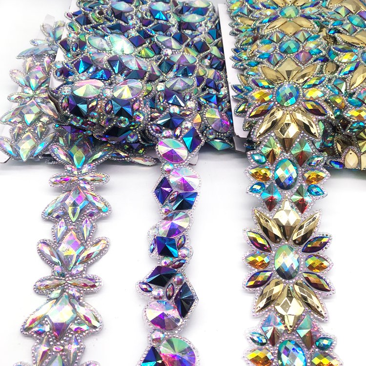 Carnival 2025 Graphic customization hot fix rhinestone trimming gem applique trimming for performance wears swimsuit DIY