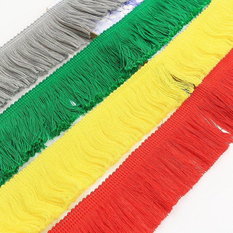 FA020 Stock design 5cm colorful cotton Fringe Tassel Lace Trim for home decoration