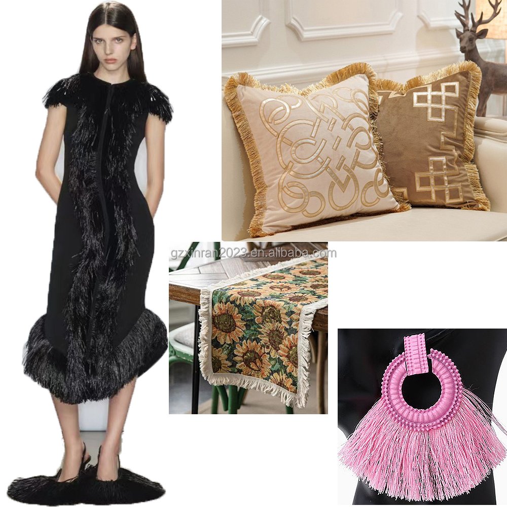 FA020 Stock design 5cm colorful cotton Fringe Tassel Lace Trim for home decoration